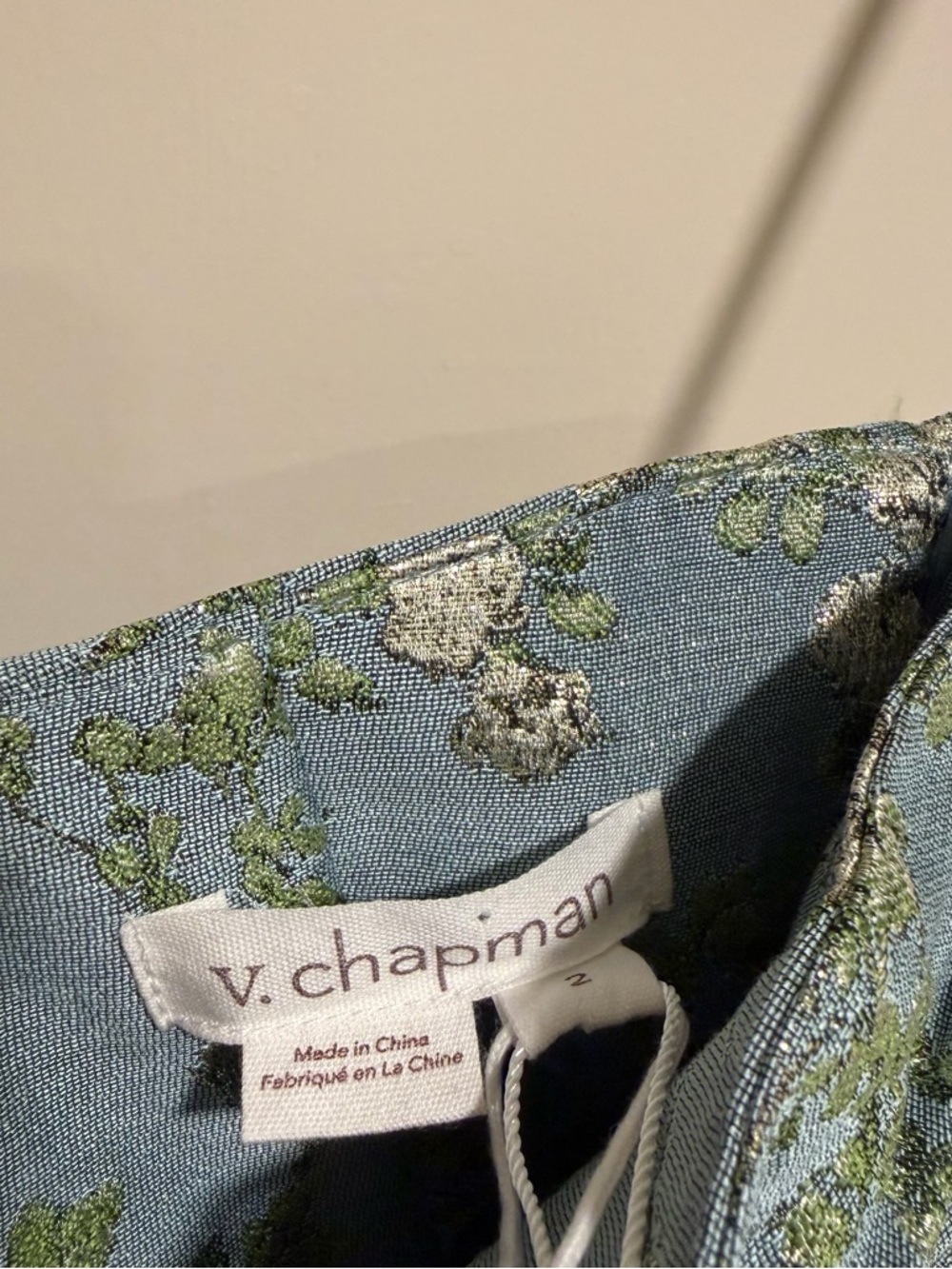 V. Chapman The Ellerie Dress Slate Blue Cheverny Brocade Size 2 NEW! With tags! - Picture 9 of 12